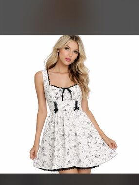 Hot Topic White Dress with Black gothic detailing